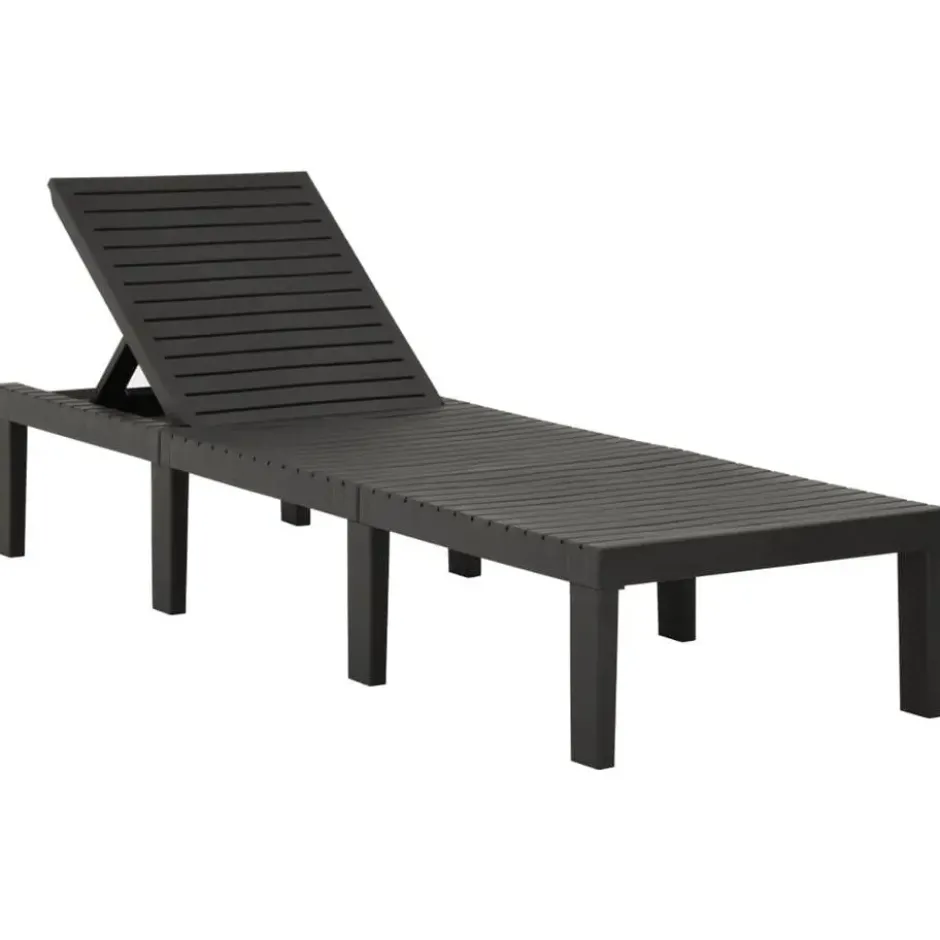 vidaXL - Ligstoel - Antraciet - Kunststof