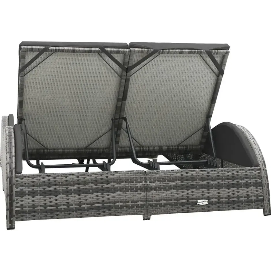 vidaXL - Ligstoel - Antraciet - Poly rattan - 200 x 132 x 45 cm