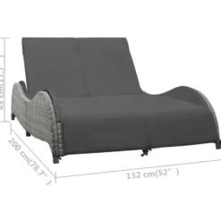 vidaXL - Ligstoel - Antraciet - Poly rattan - 200 x 132 x 45 cm