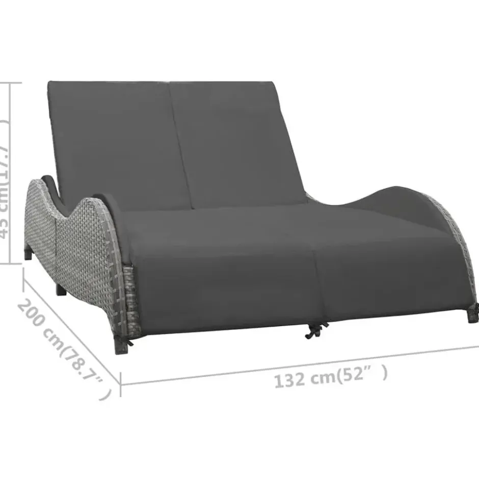 vidaXL - Ligstoel - Antraciet - Poly rattan - 200 x 132 x 45 cm