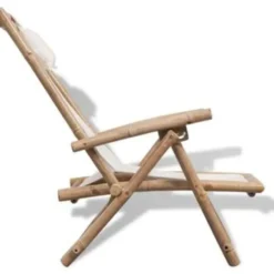 vidaXL - Ligstoel - Wit - Bamboe