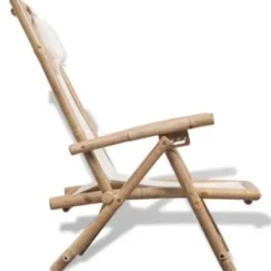 vidaXL - Ligstoel - Wit - Bamboe