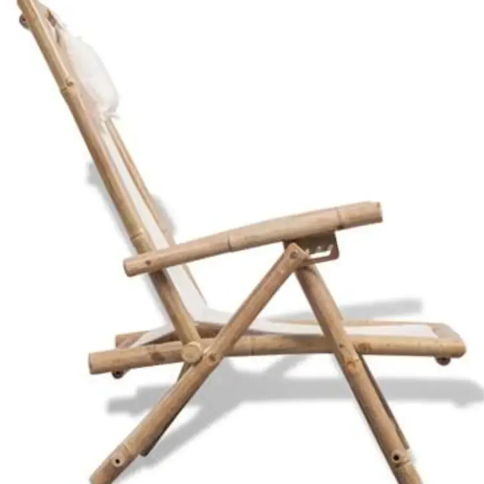 vidaXL - Ligstoel - Wit - Bamboe