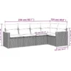 vidaXL Loungbank voor 5 met kussens en armsteun - Grijs - Poly rattan