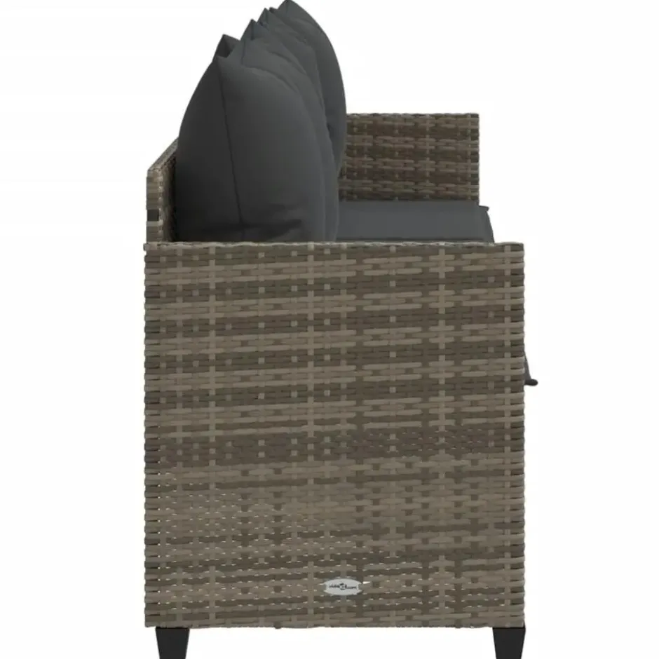vidaXL - loungebank - Grijs - Poly rattan