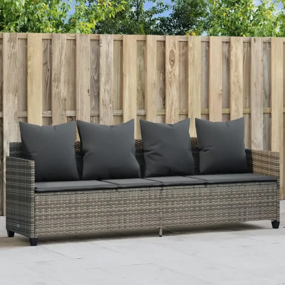 vidaXL - loungebank - Grijs - Poly rattan