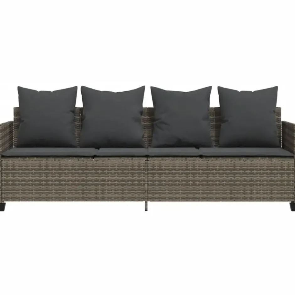 vidaXL - loungebank - Grijs - Poly rattan