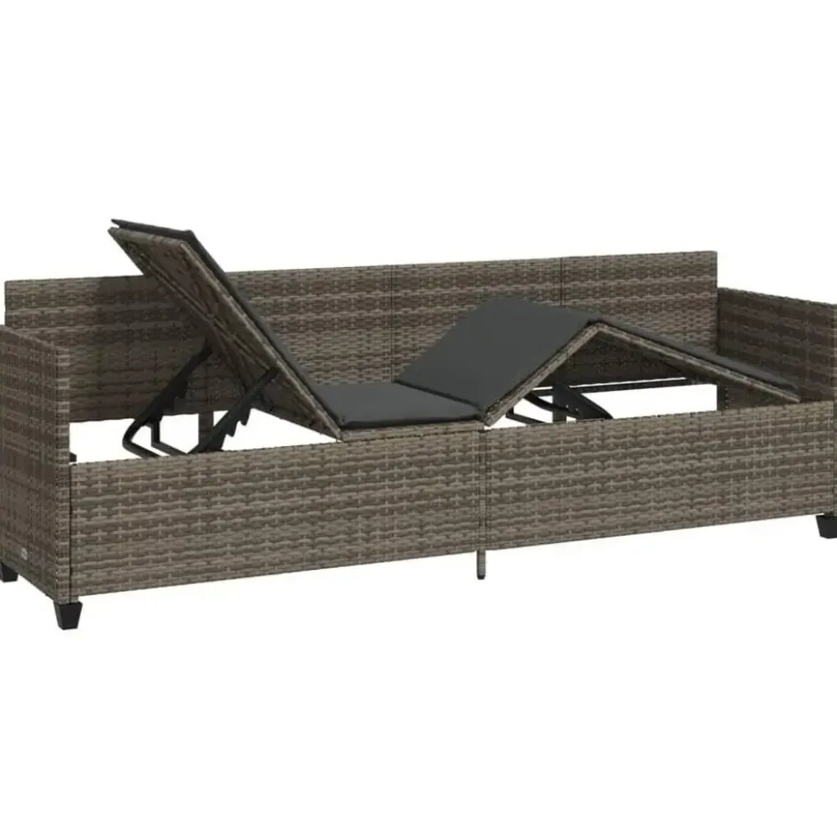 vidaXL - loungebank - Grijs - Poly rattan