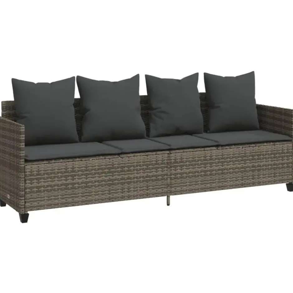 vidaXL - loungebank - Grijs - Poly rattan