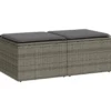 vidaXL Loungebank voor 2 met kussens poly rattan - Grijs krukken 110x55x37 cm