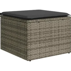 vidaXL Loungebank voor 2 met kussens poly rattan - Grijs krukken 110x55x37 cm