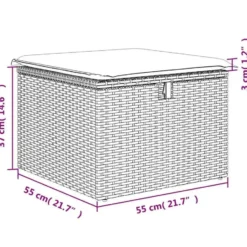 vidaXL Loungebank voor 2 met kussens poly rattan - Grijs krukken 110x55x37 cm
