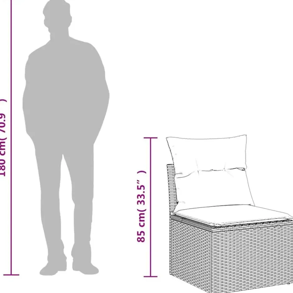 vidaXL Loungebank 2 zits met crème kussens poly rattan - Zwart 110x62x69 cm