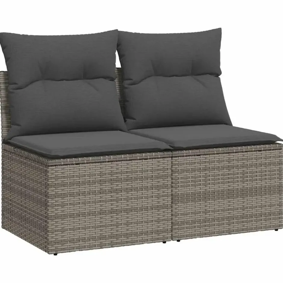 vidaXL Loungebank 2 zits met kussens poly rattan - Grijs 110x62x69 cm