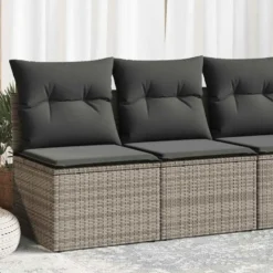 vidaXL Loungebank 2 zits met kussens poly rattan - Grijs 110x62x69 cm