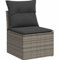 vidaXL Loungebank 2 zits met kussens poly rattan - Grijs 110x62x69 cm