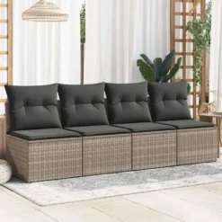 vidaXL Loungebank 2 zits met kussens poly rattan - Grijs - 110x62x69 cm
