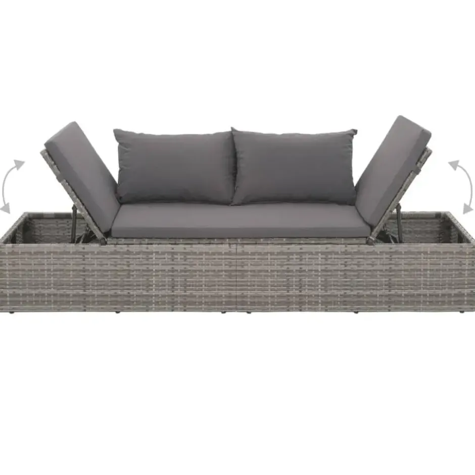 vidaXL - Loungebed - Grijs - Poly rattan