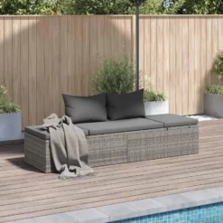 vidaXL - Loungebed - Grijs - Poly rattan