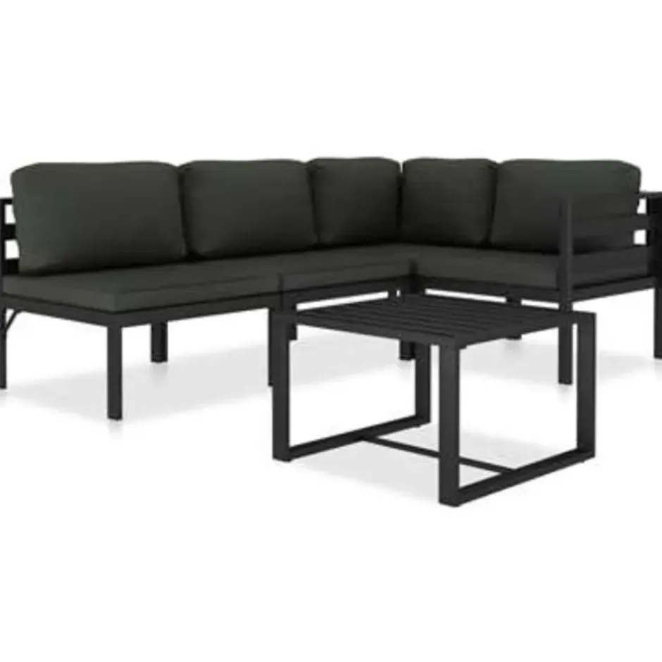 vidaXL - Loungeset - Antraciet - Aluminium