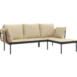 vidaXL - Loungeset - Antraciet - Poly rattan - 3 stuks - Met kussens