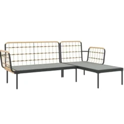 vidaXL - Loungeset - Antraciet - Poly rattan - 3 stuks - Met kussens