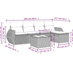 vidaXL - Loungeset - Beige - Poly rattan - 6 stuks