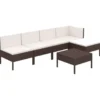 vidaXL - Loungeset - Bruin - Poly rattan - 6 stuks - Met kussens