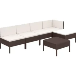 vidaXL - Loungeset - Bruin - Poly rattan - 6 stuks - Met kussens