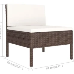 vidaXL - Loungeset - Bruin - Poly rattan - 6 stuks - Met kussens