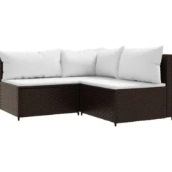vidaXL - Loungeset - Bruin - Poly rattan - 3 stuks - Met kussens