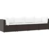 vidaXL - Loungeset - Bruin - Poly rattan - 4 stuks - Met kussens