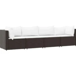 vidaXL - Loungeset - Bruin - Poly rattan - 4 stuks - Met kussens