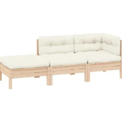 vidaXL - Loungeset - Crème - Grenenhout