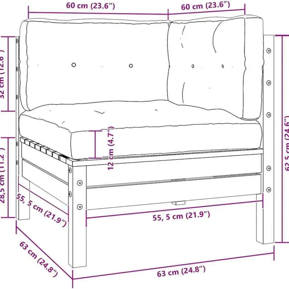 vidaXL - Loungeset - Crème - Grenenhout