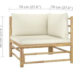vidaXL - Loungeset - Crèmewitte - Bamboe - 5 stuks - Met kussens