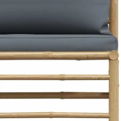 vidaXL - Loungeset - Donkergrijze - Bamboe - 3 stuks - Met kussens