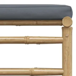 vidaXL - Loungeset - Donkergrijze - Bamboe - 3 stuks - Met kussens