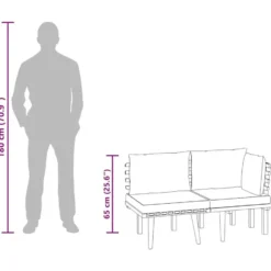vidaXL - Loungeset - Grijs - Acaciahout - 2 stuks - Met kussens