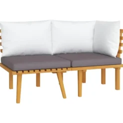 vidaXL - Loungeset - Grijs - Acaciahout - 2 stuks - Met kussens