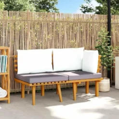 vidaXL - Loungeset - Grijs - Acaciahout - 2 stuks - Met kussens
