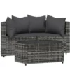 vidaXL - Loungeset - Grijs - Poly rattan - 3 stuks - Met kussens