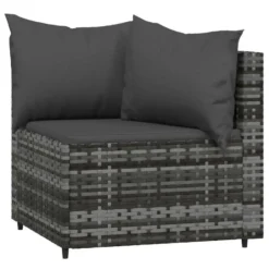 vidaXL - Loungeset - Grijs - Poly rattan - 3 stuks - Met kussens