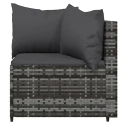vidaXL - Loungeset - Grijs - Poly rattan - 3 stuks - Met kussens