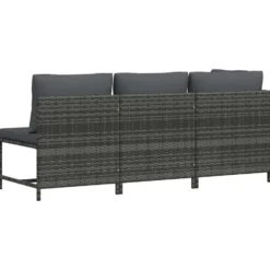 vidaXL - Loungeset - Grijs - Poly rattan - 3 stuks - Met kussens