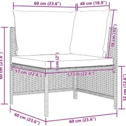 vidaXL - Loungeset - Grijs - Poly rattan - 3 stuks - Met kussens