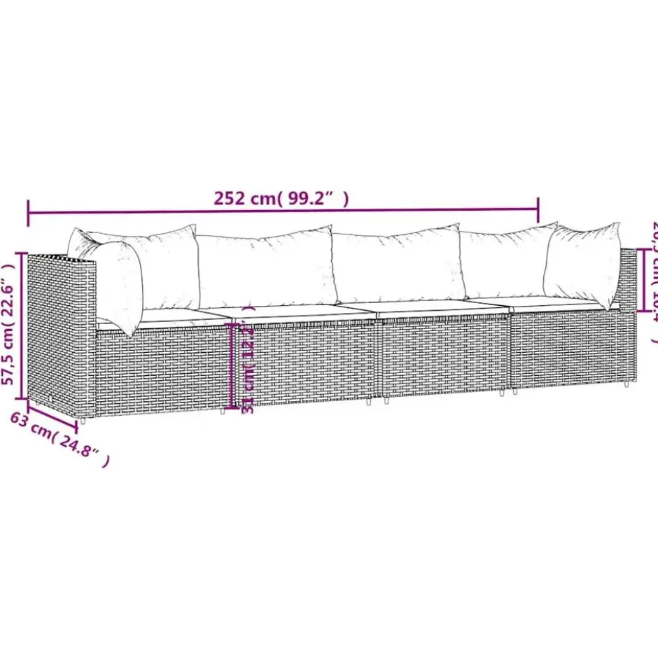vidaXL - Loungeset - Grijs - Poly rattan