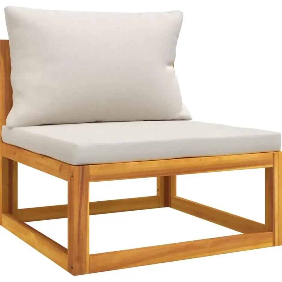 vidaXL - Loungeset - Lichtgrijze - Acaciahout -5 stuks - Met kussens