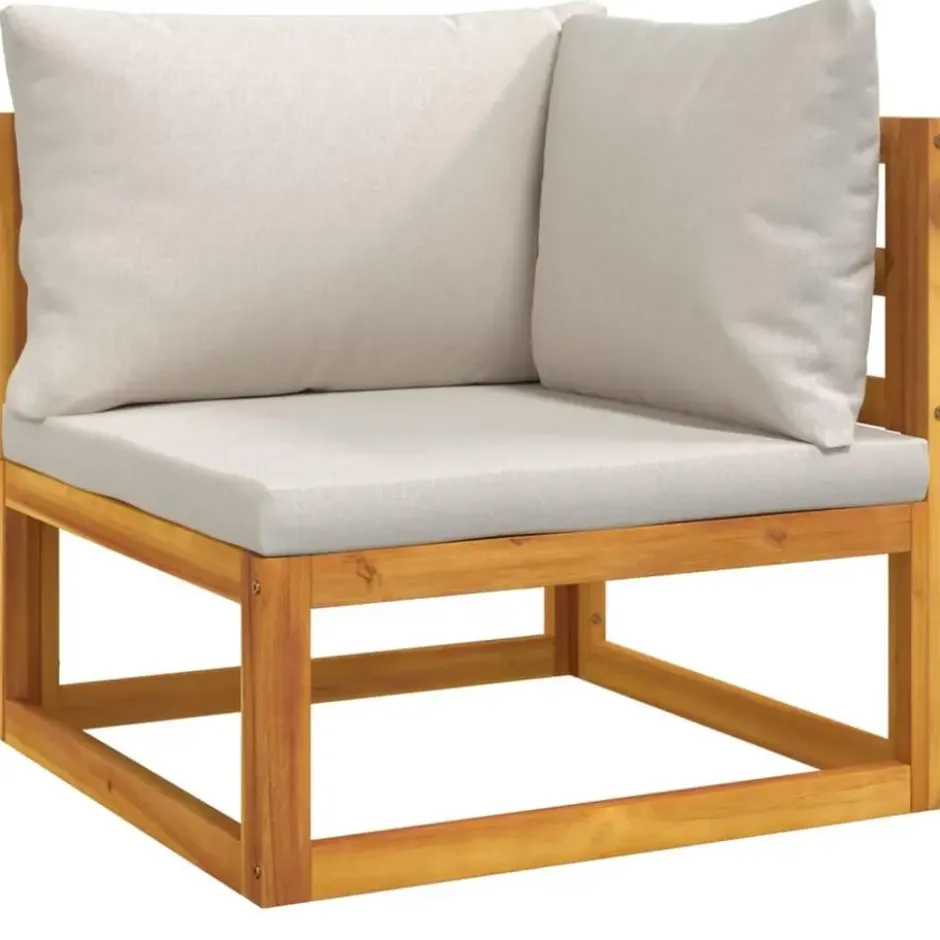 vidaXL - Loungeset - Lichtgrijze - Acaciahout -5 stuks - Met kussens