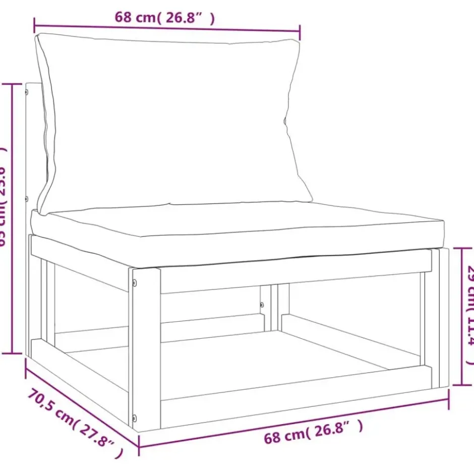 vidaXL - Loungeset - Lichtgrijze - Acaciahout -5 stuks - Met kussens